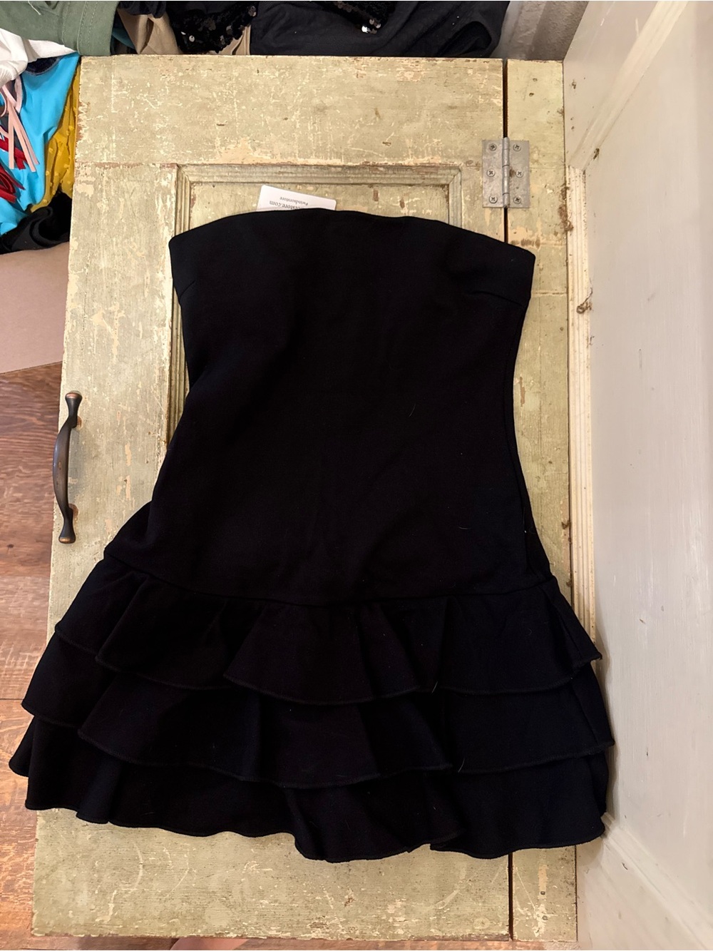 Windsor Black Strapless Ruffle Mini Dress Romper Skort Size S NWT